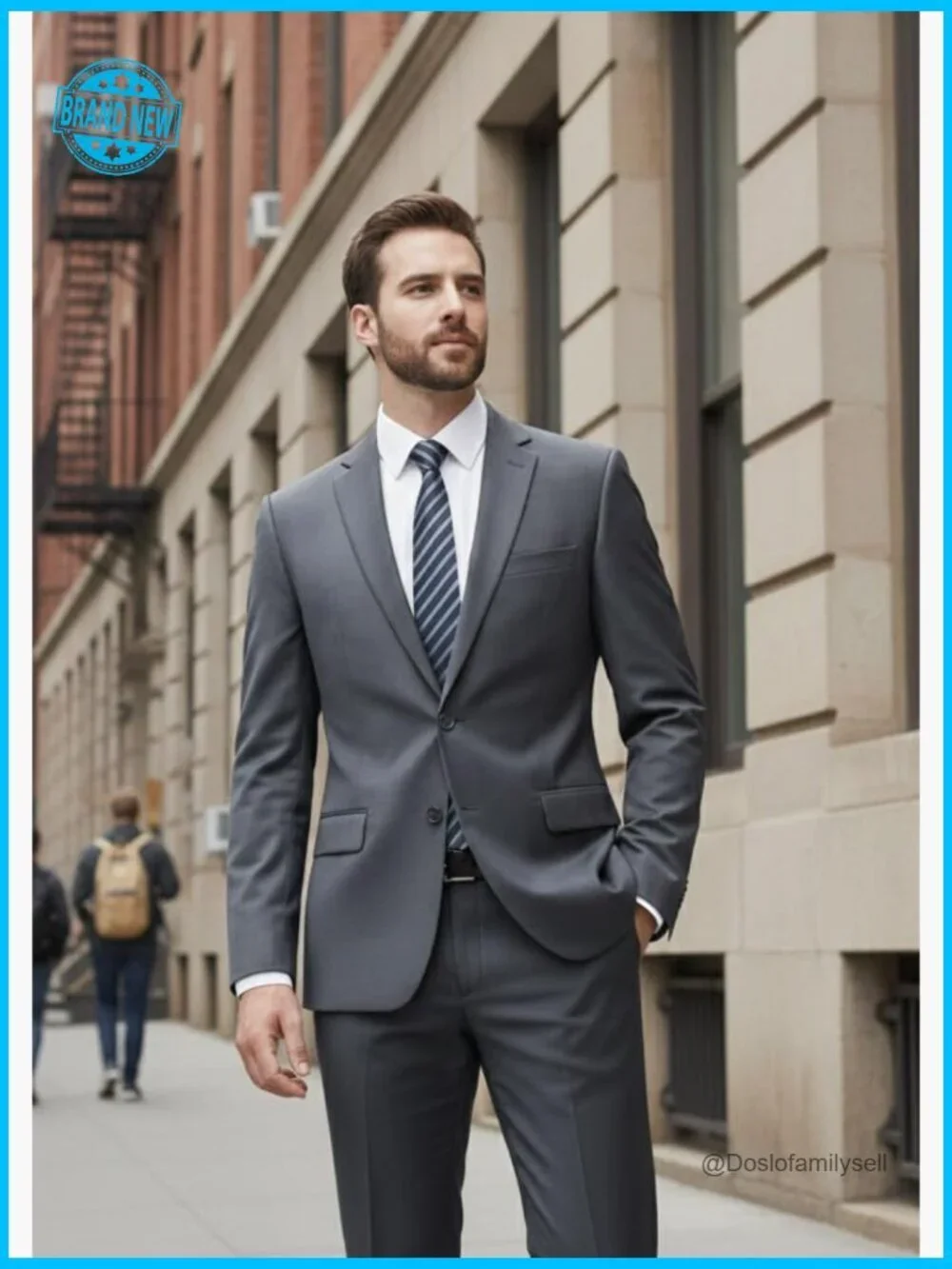 Classic Fit Two-Piece Suit Slim Tailored Blazer Pant Business Formal